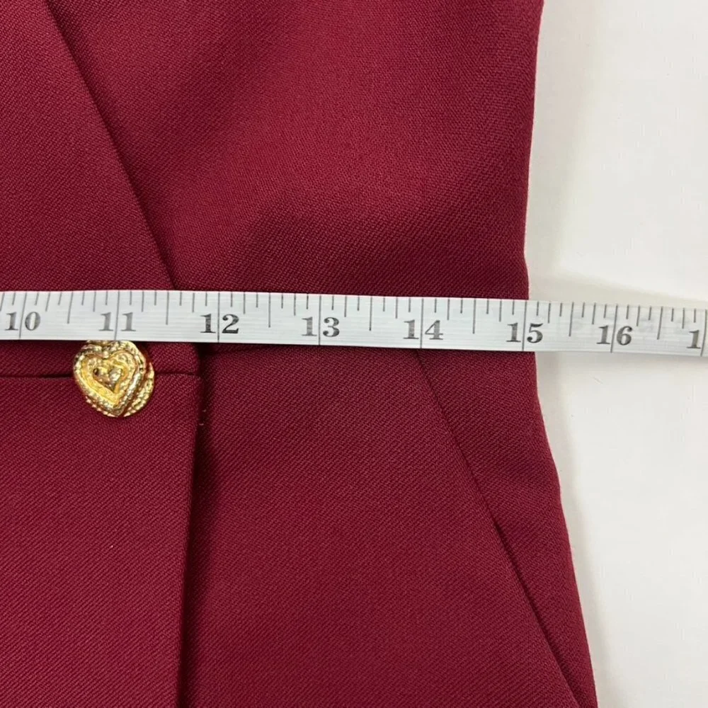 Tara Jarmon Paris Blazer Dress Women's Euro 36 | US 6 Burgundy Tailored Midi - Picture 11 of 16